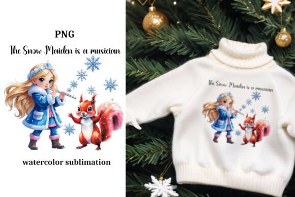 Bringing Winter Magic to Life with Snow Maiden-Musician Watercolor Sublimation Art