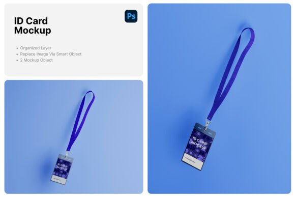 Elevate Branding with ID Card Blue Mockup
