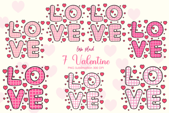 Elevating Seasonal Designs with 7 Love Plaid Valentine PNG Clip Art
