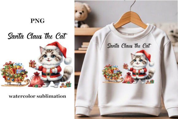 Mastering Holiday Designs with Santa Claus Cat Watercolor Sublimation