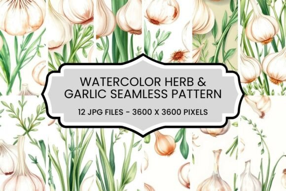 Watercolor Herb Garlic Seamless Pattern Guide